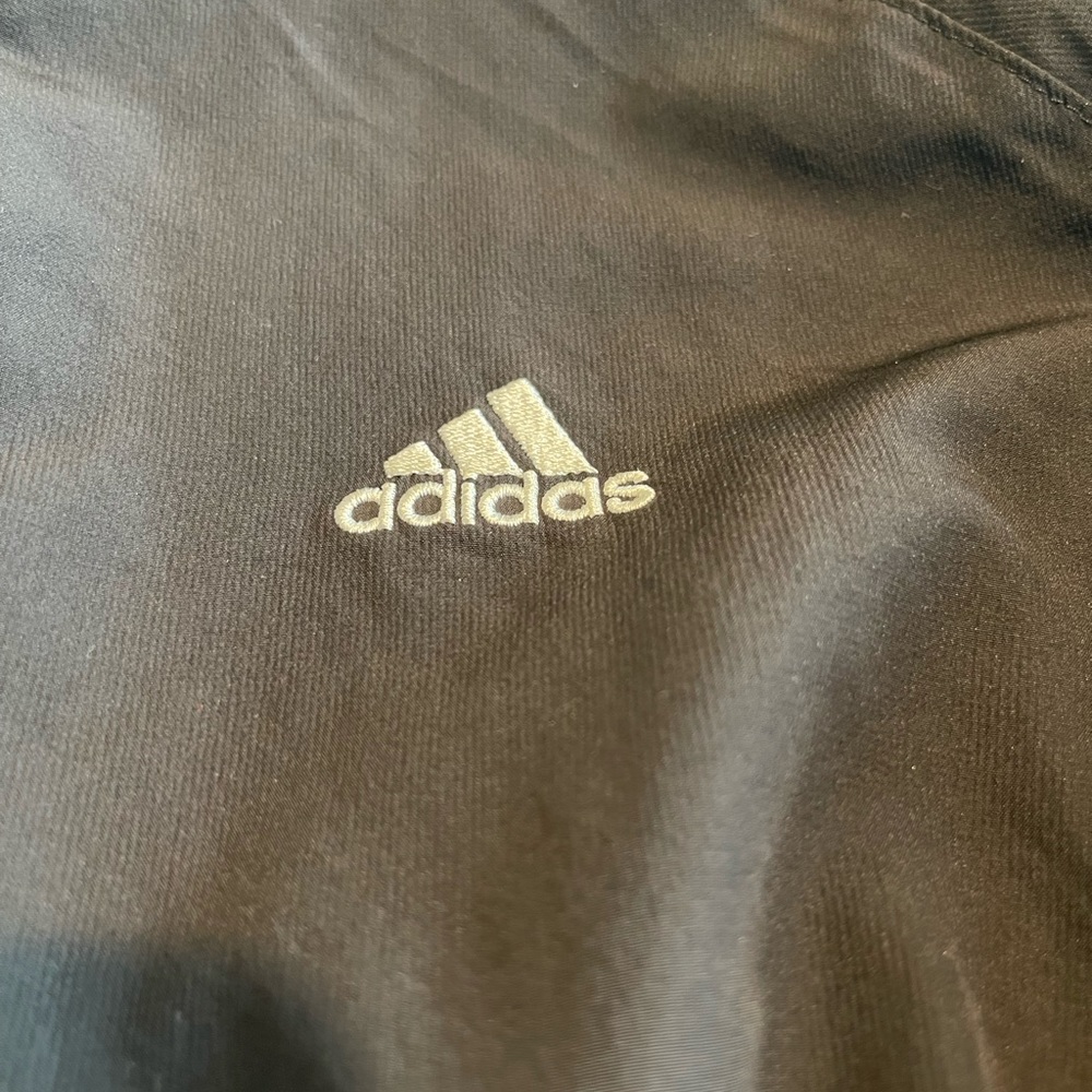 Adidas black with white Stripes lightweight full zipper wind Jacket. Size Large - Picture 5 of 6